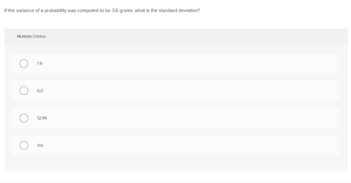 Solved If the variance of a probability was computed to be | Chegg.com