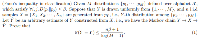 Solved (Fano's inequality in classification) Given M | Chegg.com