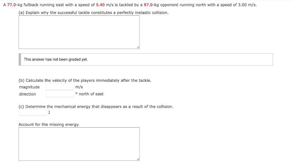 Solved 77.0- kg fullback running east with a speed of 5.40 | Chegg.com