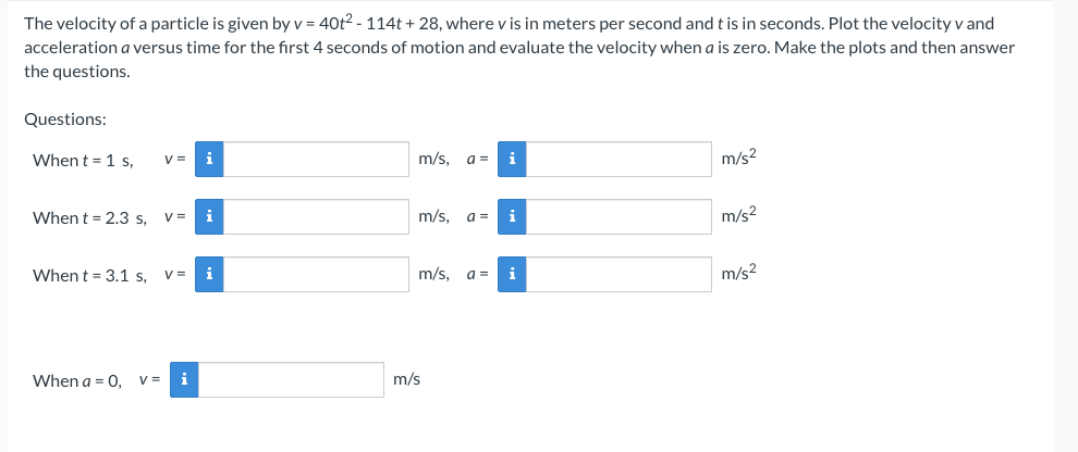 Solved The Velocity Of A Particle Is Given By | Chegg.com