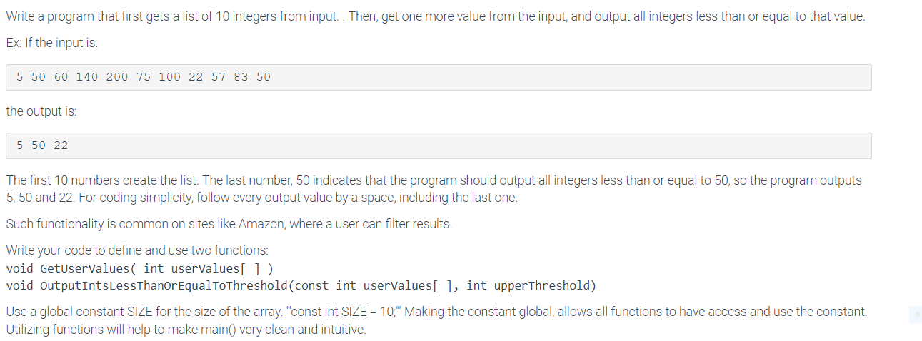 Solved Write a program that first gets a list of 10 integers | Chegg.com