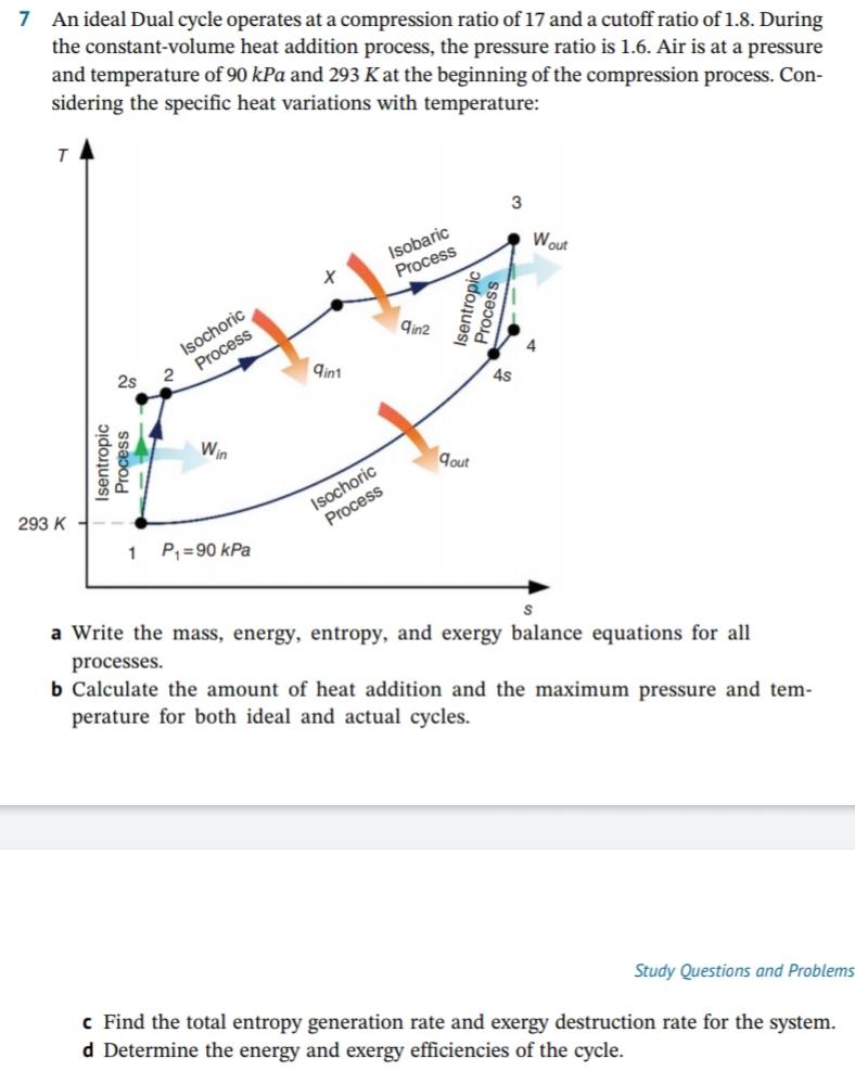 Solved 7 An ideal Dual cycle operates at a compression ratio | Chegg.com