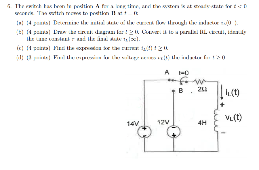 Solved The switch has been in position A for a long time, | Chegg.com