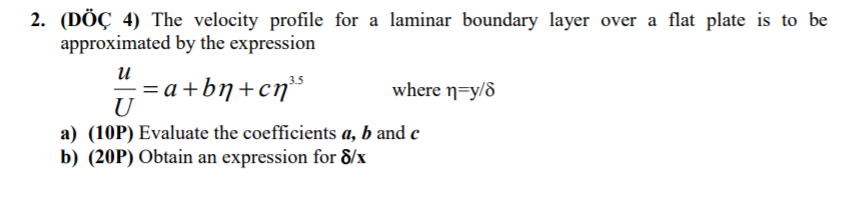 Solved 2. (DÖÇ 4) The Velocity Profile For A Laminar | Chegg.com