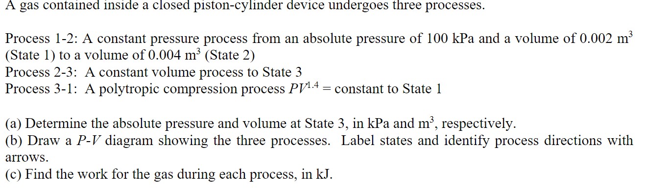 Solved A Gas Contained Inside A Closed Piston-cylinder | Chegg.com