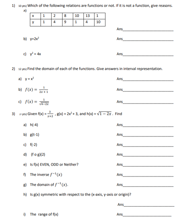 Solved 1) 10 pts) Which of the following relations are | Chegg.com