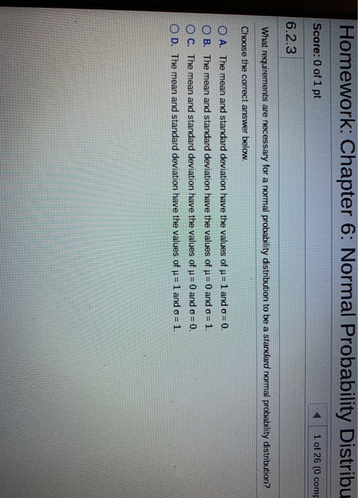 Solved Homework: Chapter 6: Normal Probability Distribu | Chegg.com