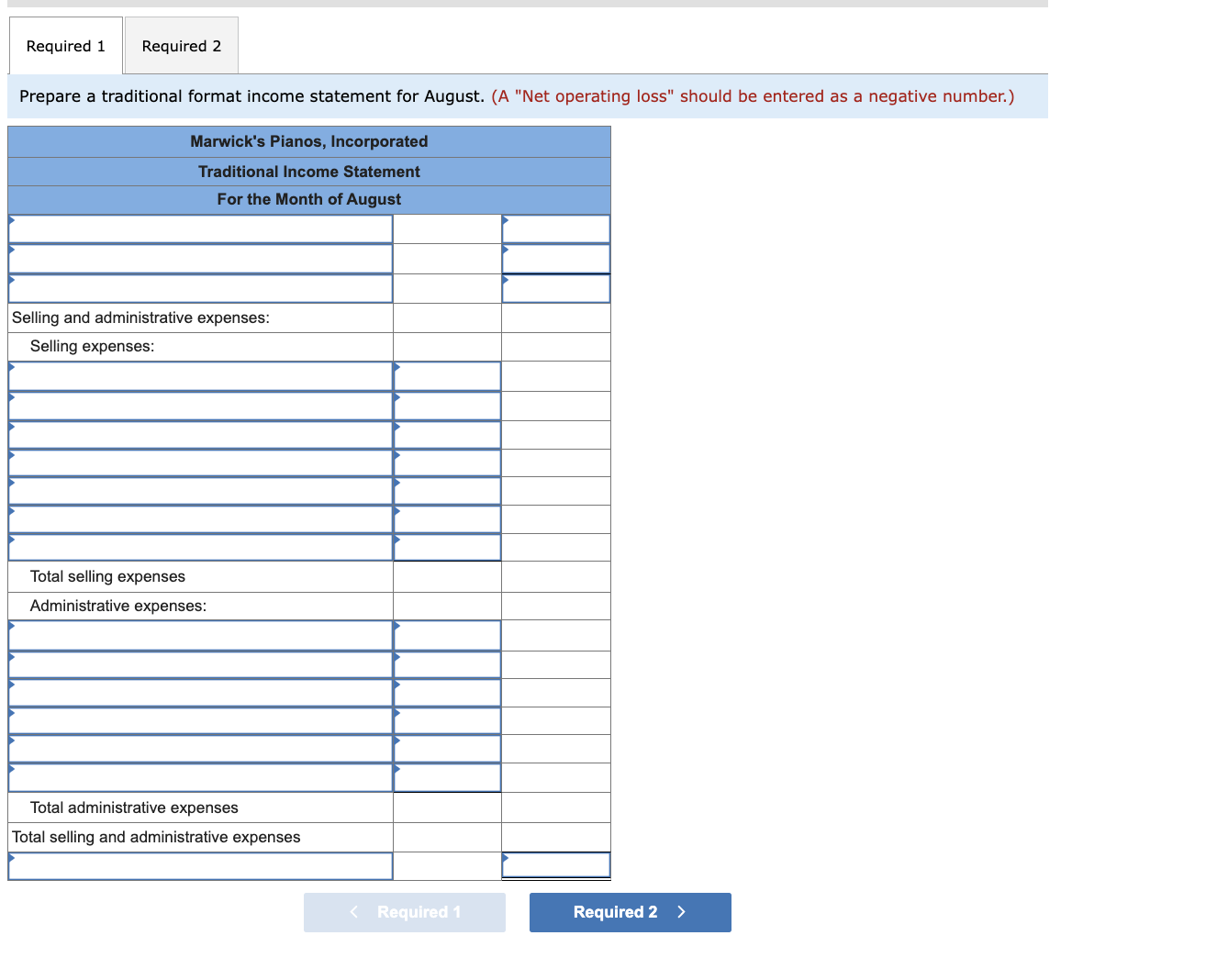 Solved Prepare a traditional format income statement for | Chegg.com