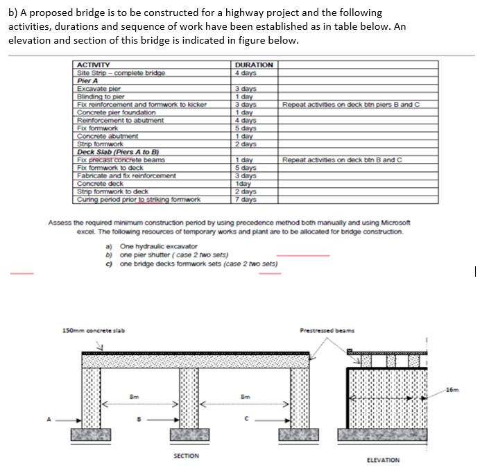 Solved B) A Proposed Bridge Is To Be Constructed For A | Chegg.com