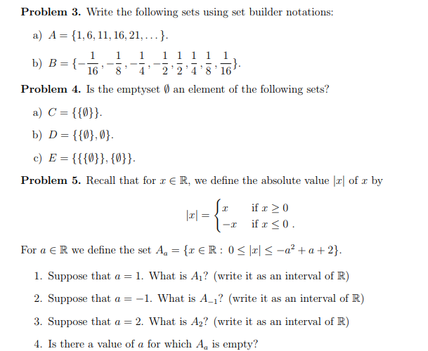 Solved Problem 3. Write The Following Sets Using Set Builder | Chegg.com