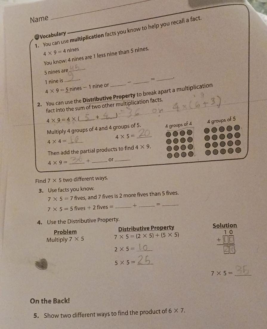 Solved Name (2) Vocabulary 1. You can use multiplication | Chegg.com