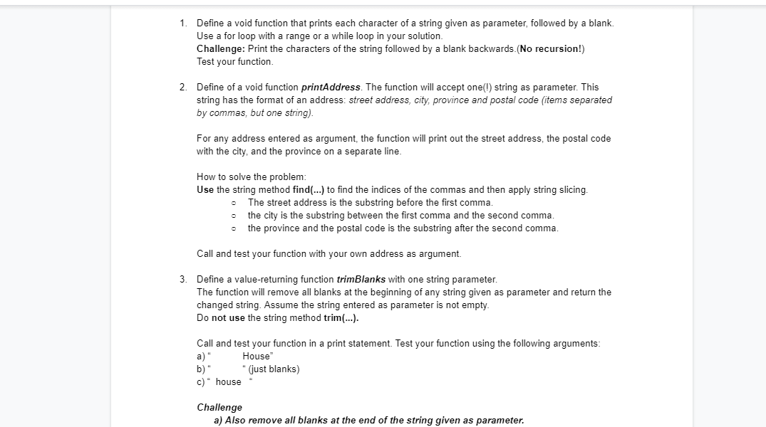 Solved 1. Define a void function that prints each character | Chegg.com