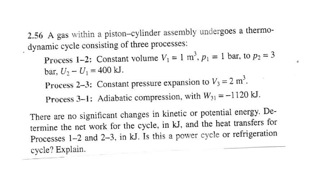 Solved 2.56 A gas within a pistoncylinder assembly