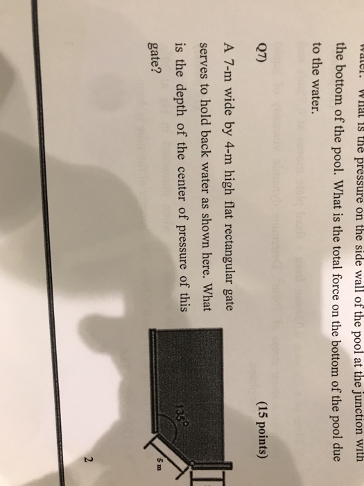 Solved nat is the pressure on the side wall of the pool at