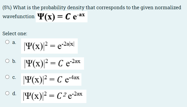 Solved (5%) What is the probability density that corresponds | Chegg.com