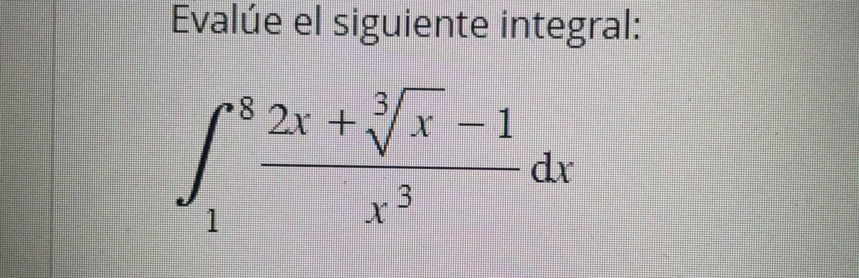 Evalúe el siguiente integral: \[ \int_{1}^{8} \frac{2 x+\sqrt[3]{x}-1}{x^{3}} d x \]