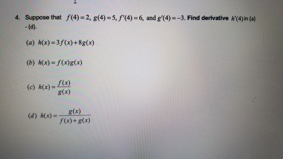 Solved 4 Suppose That F 4 2 G 4 5 F 4 6 And Chegg Com