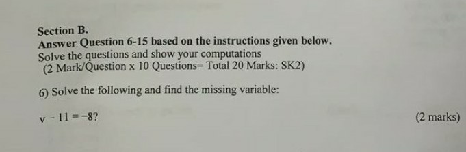 Solved Section B. Answer Question 6-15 Based On The | Chegg.com