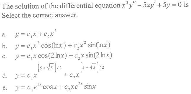 Solved - The solution of the differential equation x’y