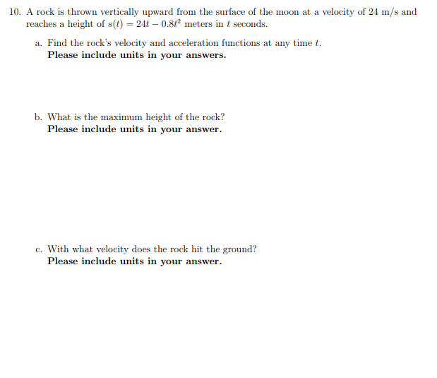 Solved 10. A rock is thrown vertically upward from the | Chegg.com