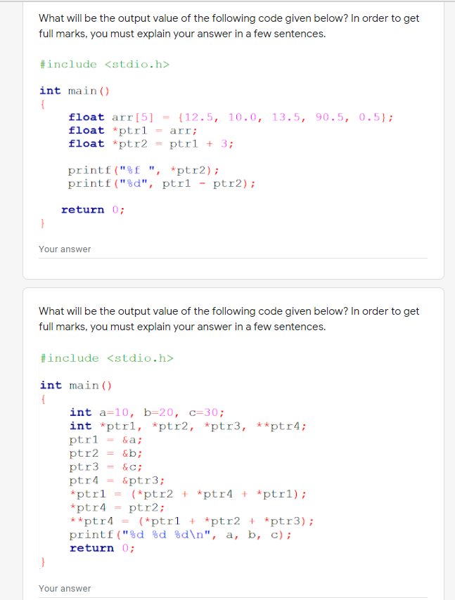 Solved What will be the output value of the following code | Chegg.com