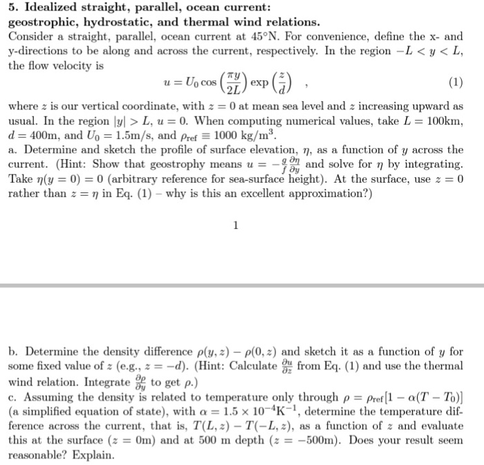Solved Consider a straight, parallel, ocean current at 45 | Chegg.com