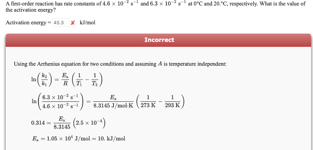 How To Find Activation Energy For First Order Reaction