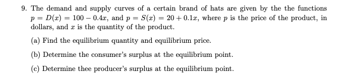 Solved 9. The demand and supply curves of a certain brand of | Chegg.com