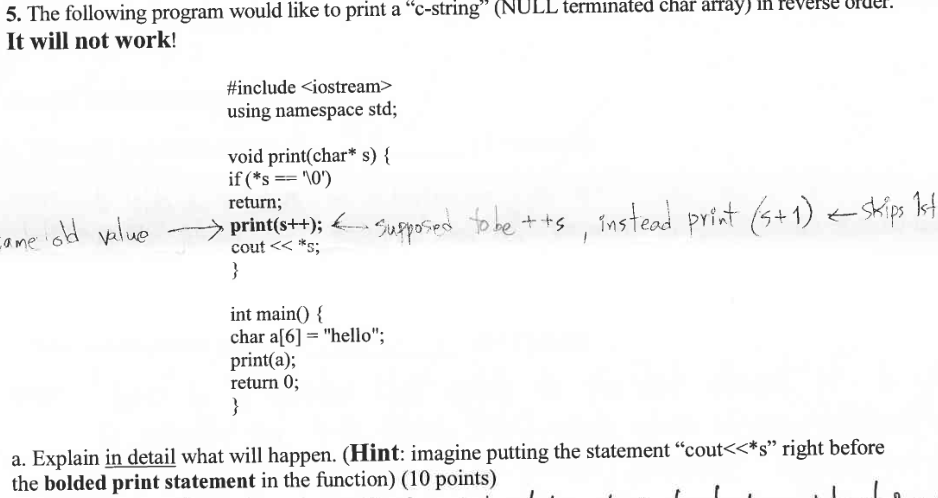Solved 5. The following program would like to print a | Chegg.com