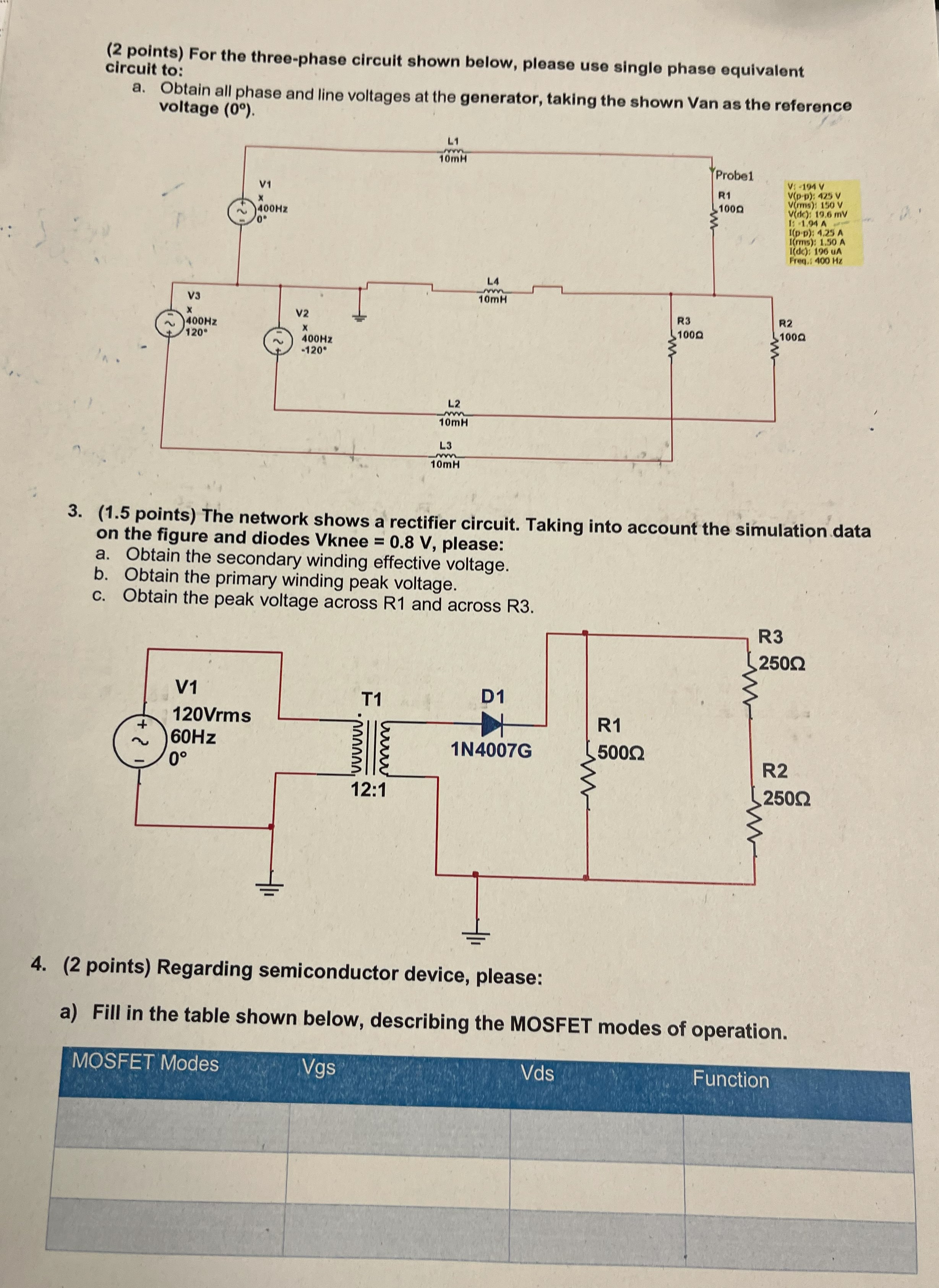 Points For The Three Phase Circuit Shown Below Chegg Com