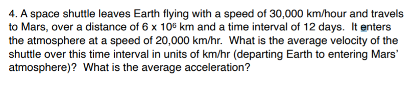 Solved 4. A space shuttle leaves Earth flying with a speed | Chegg.com