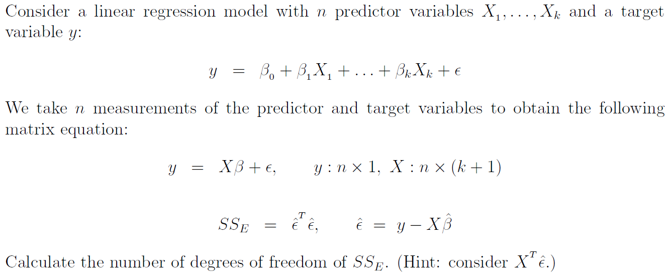 Solved Consider A Linear Regression Model With N Predictor Chegg Com