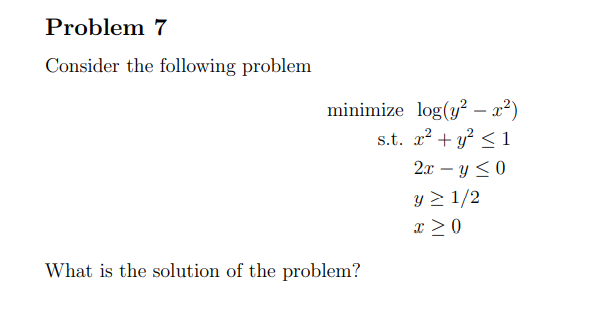 Solved Problem 7 Consider The Following Problem Minimize | Chegg.com