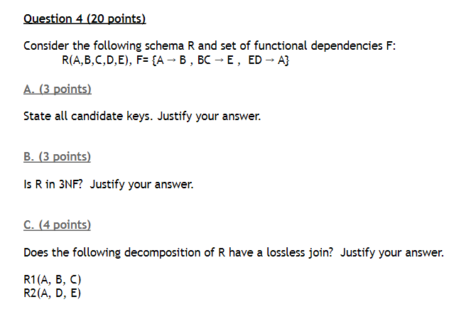 Solved Consider The Following Schema R And Set Of | Chegg.com