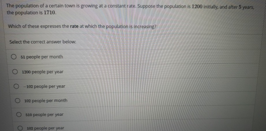 Solved The population of a certain town is growing at a | Chegg.com