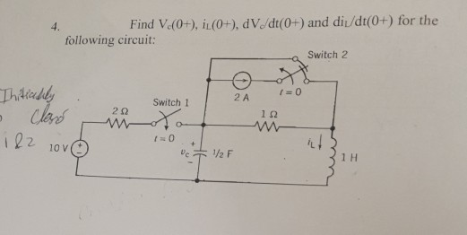 Solved Find V.(0+), i (0+), dv/dt(0+) and di/dt(0+) for the | Chegg.com