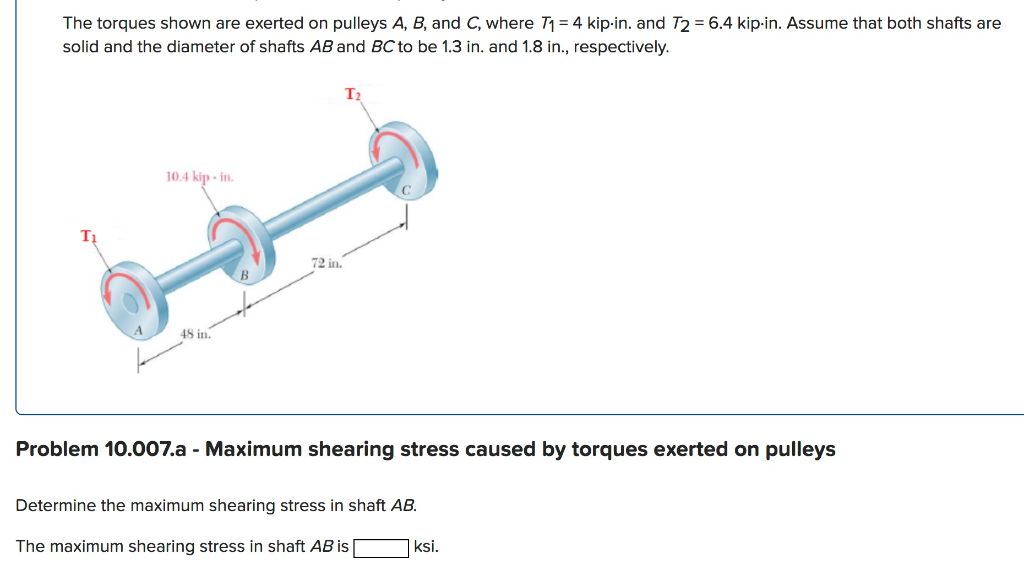Solved The torques shown are exerted on pulleys A, B, and C,