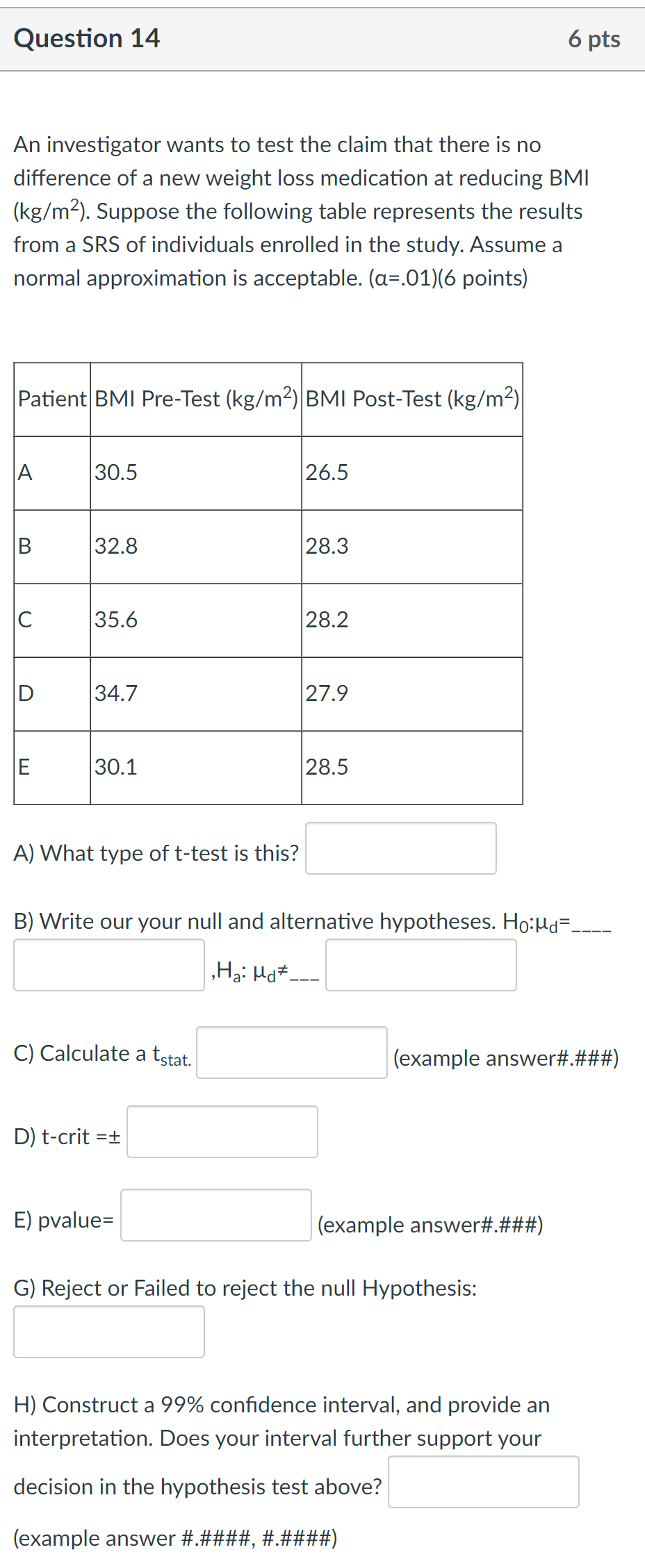 Solved Question 14 6 pts An investigator wants to test the | Chegg.com