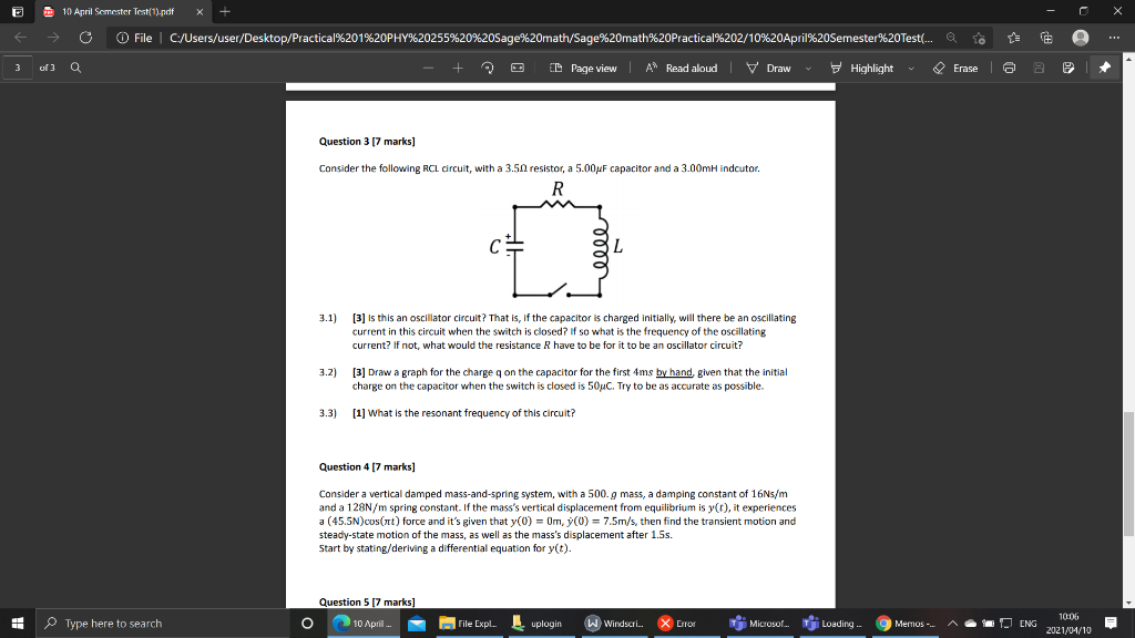 10 April Semester Test 1 Pdf O File C Users Us Chegg Com