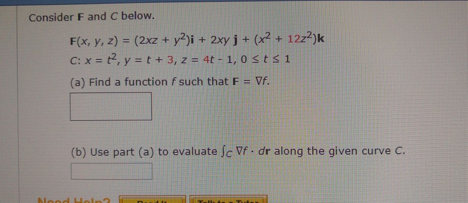 Solved Consider F And C Below F X Y Z 2xz Y2 I