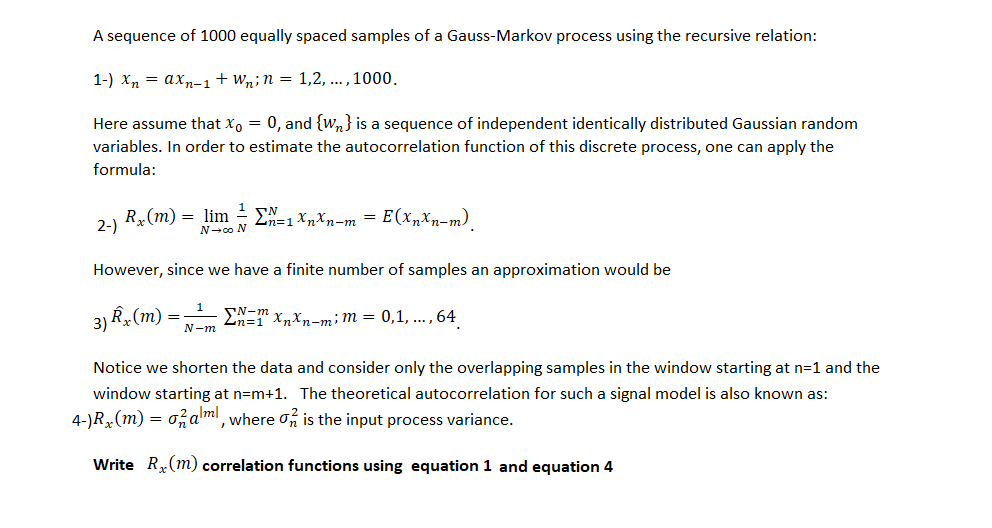 Solved A sequence of 1000 equally spaced samples of a | Chegg.com