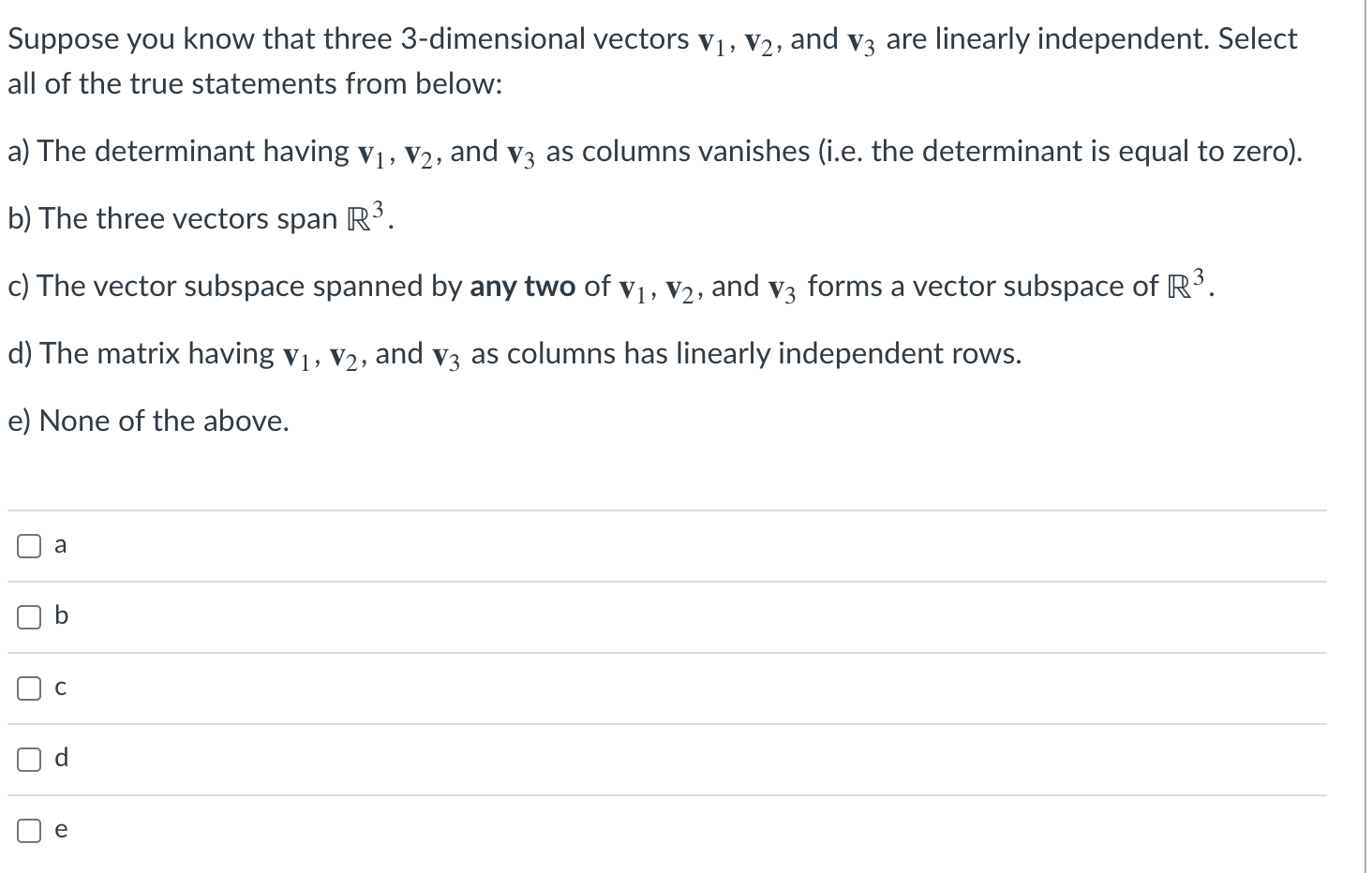 Solved Suppose you know that three 3-dimensional vectors V1, | Chegg.com
