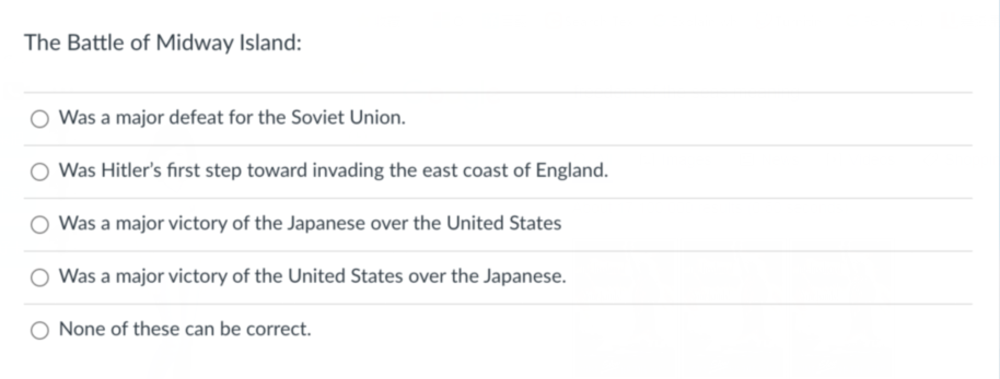 Solved The Battle of Midway Island: Was a major defeat for | Chegg.com