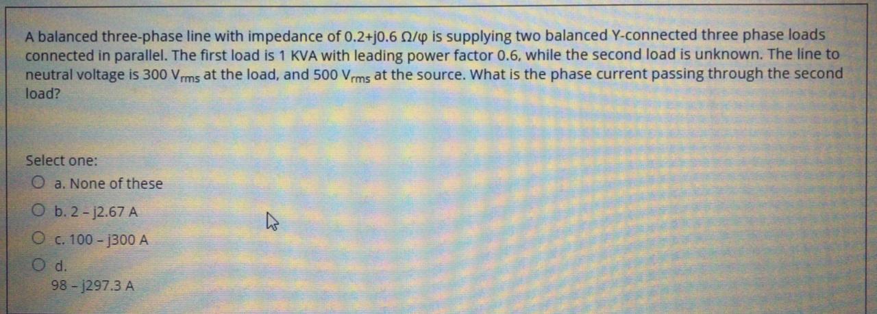 Solved A balanced three-phase line with impedance of | Chegg.com
