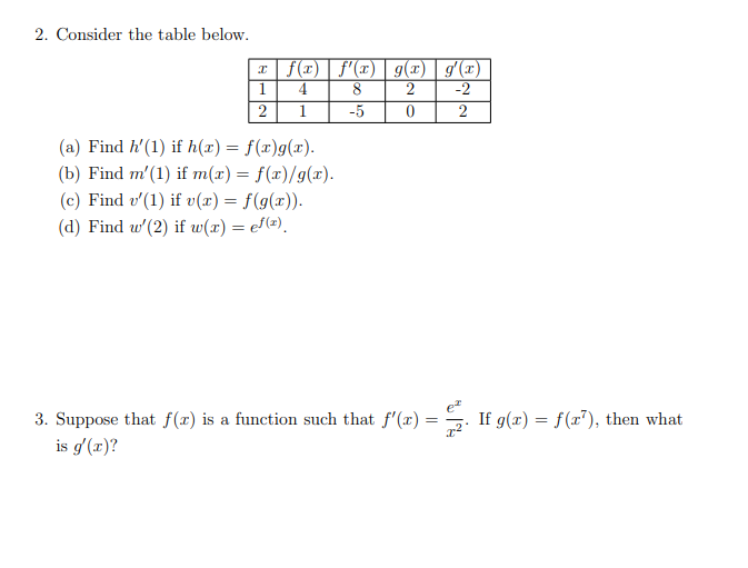 Solved 2 Consider The Table Below Rf F 9 2 G Z 4 8 Chegg Com