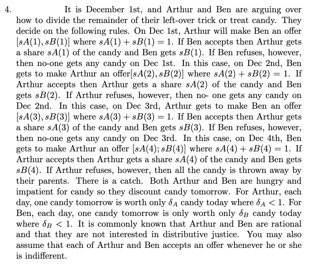 Solved It is December 1st, and Arthur and Ben are arguing | Chegg.com