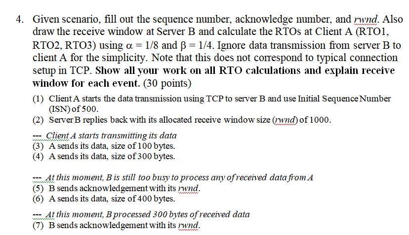 4 Given Scenario Fill Out The Sequence Number