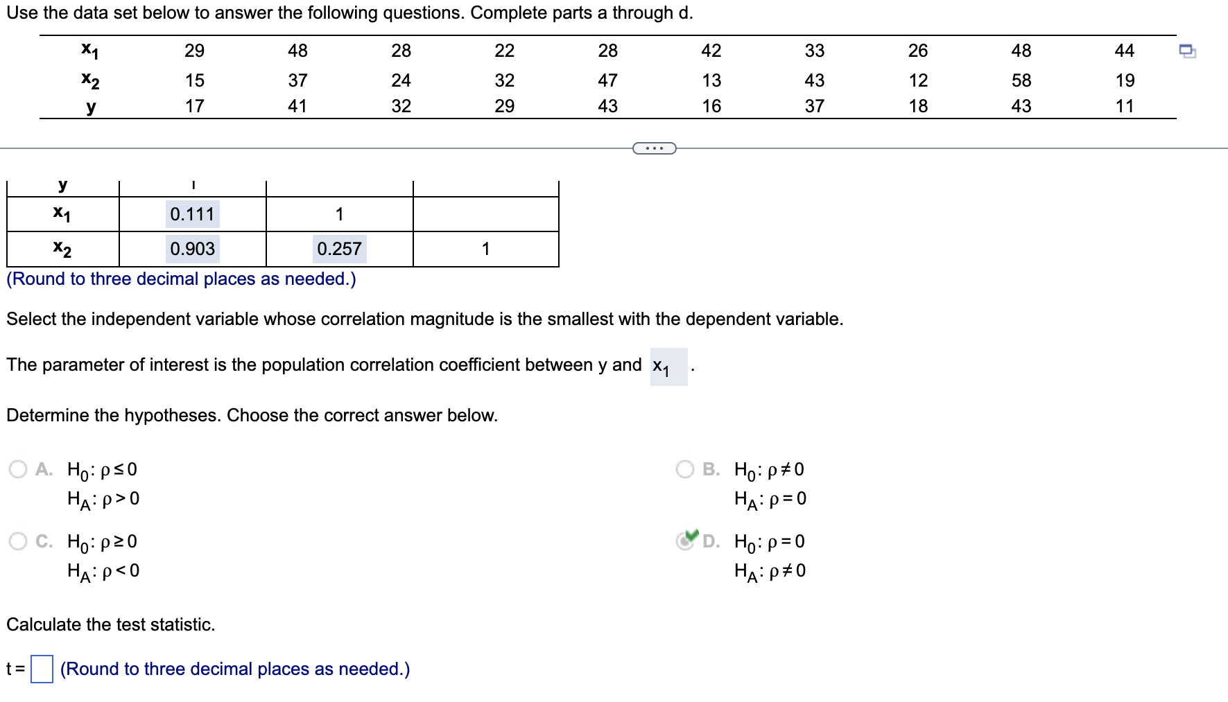 Solved Use the data set below to answer the following | Chegg.com