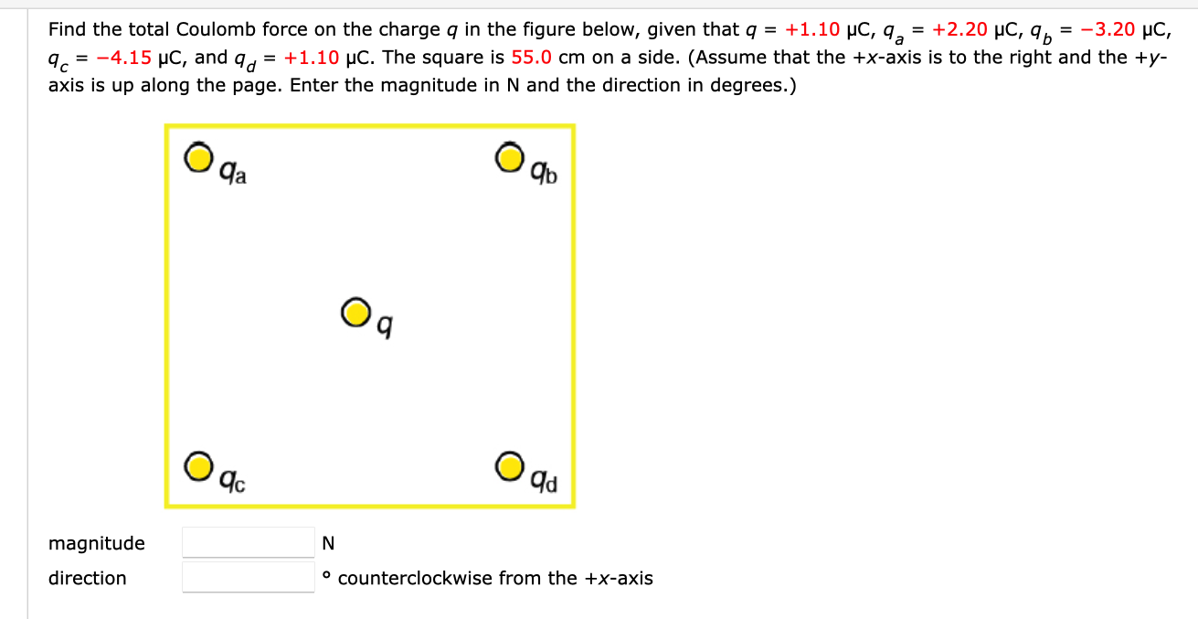 Solved Find the total Coulomb force on the charge q in the | Chegg.com