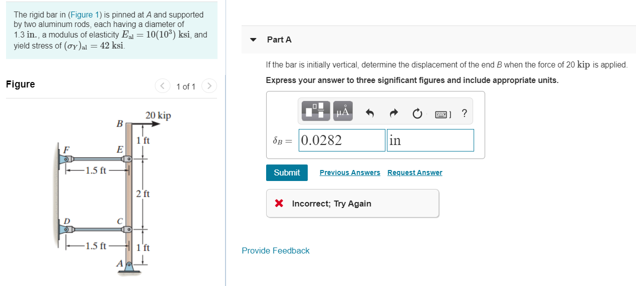 Solved The Rigid Bar In Figure 1 Is Pinned At A And